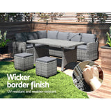 Darrahopens Furniture > Outdoor Gardeon 9-Seater Outdoor Dining Set Patio Furniture Wicker Lounge Table Chairs