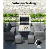 Darrahopens Furniture > Outdoor Gardeon 9-Seater Outdoor Dining Set Patio Furniture Wicker Lounge Table Chairs