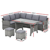 Darrahopens Furniture > Outdoor Gardeon 9-Seater Outdoor Dining Set Patio Furniture Wicker Lounge Table Chairs