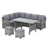 Darrahopens Furniture > Outdoor Gardeon 9-Seater Outdoor Dining Set Patio Furniture Wicker Lounge Table Chairs