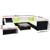 darrahopens Furniture > Outdoor Gardeon 9PC Sofa Set with Storage Cover Outdoor Furniture Wicker