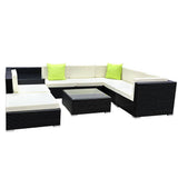 darrahopens Furniture > Outdoor Gardeon 9PC Sofa Set with Storage Cover Outdoor Furniture Wicker