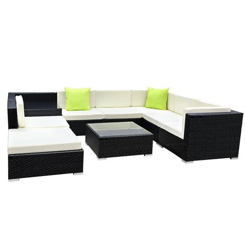 darrahopens Furniture > Outdoor Gardeon 9PC Sofa Set with Storage Cover Outdoor Furniture Wicker