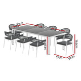 Darrahopens Furniture > Outdoor Gardeon 9PCS Outdoor Dining Set Table Chairs Patio Rope Lounge Setting 8-seater