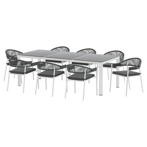 Darrahopens Furniture > Outdoor Gardeon 9PCS Outdoor Dining Set Table Chairs Patio Rope Lounge Setting 8-seater