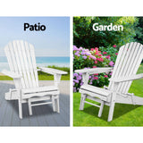 darrahopens Furniture > Outdoor Gardeon Adirondack Beach Chair with Ottoman - White
