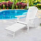 darrahopens Furniture > Outdoor Gardeon Adirondack Beach Chair with Ottoman - White