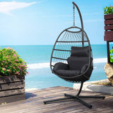 darrahopens Furniture > Outdoor Gardeon Egg Swing Chair Hammock Stand Outdoor Furniture Hanging Wicker Seat Grey