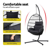 darrahopens Furniture > Outdoor Gardeon Egg Swing Chair Hammock Stand Outdoor Furniture Hanging Wicker Seat Grey
