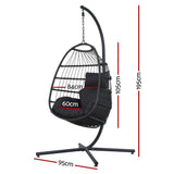 darrahopens Furniture > Outdoor Gardeon Egg Swing Chair Hammock Stand Outdoor Furniture Hanging Wicker Seat Grey