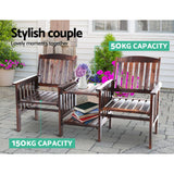 darrahopens Furniture > Outdoor Gardeon Garden Bench Chair Table Loveseat Wooden Outdoor Furniture Patio Park Charcoal Brown