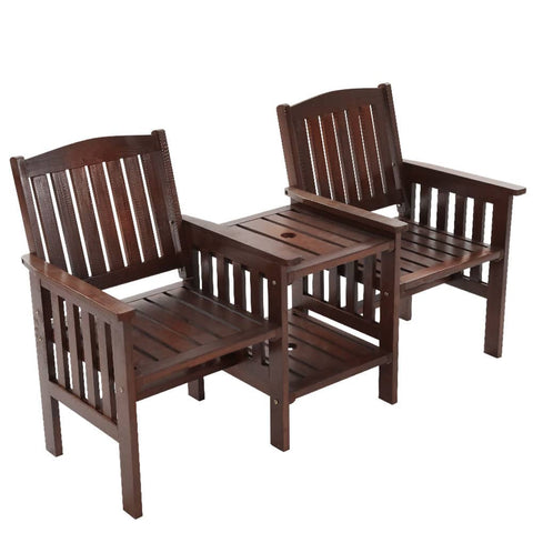 darrahopens Furniture > Outdoor Gardeon Garden Bench Chair Table Loveseat Wooden Outdoor Furniture Patio Park Charcoal Brown