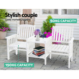darrahopens Furniture > Outdoor Gardeon Garden Bench Chair Table Loveseat Wooden Outdoor Furniture Patio Park White