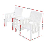 darrahopens Furniture > Outdoor Gardeon Garden Bench Chair Table Loveseat Wooden Outdoor Furniture Patio Park White