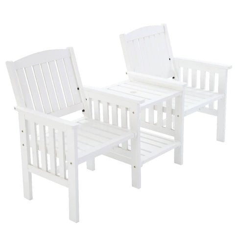 darrahopens Furniture > Outdoor Gardeon Garden Bench Chair Table Loveseat Wooden Outdoor Furniture Patio Park White