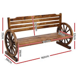 darrahopens Furniture > Outdoor Gardeon Garden Bench Wooden Wagon Chair 3 Seat Outdoor Furniture Backyard Lounge