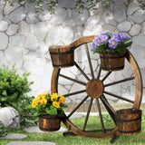 Darrahopens Furniture > Outdoor Gardeon Garden Ornaments Decor Wooden Wagon Wheel Rustic Outdoor Planter flower