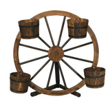 Darrahopens Furniture > Outdoor Gardeon Garden Ornaments Decor Wooden Wagon Wheel Rustic Outdoor Planter flower