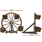 Darrahopens Furniture > Outdoor Gardeon Garden Ornaments Decor Wooden Wagon Wheel Rustic Outdoor Planter flower