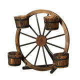 Darrahopens Furniture > Outdoor Gardeon Garden Ornaments Decor Wooden Wagon Wheel Rustic Outdoor Planter flower