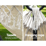 darrahopens Furniture > Outdoor Gardeon Hanging Tassel Hammock Swing Bed Cream
