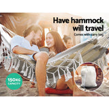 darrahopens Furniture > Outdoor Gardeon Hanging Tassel Hammock Swing Bed Cream
