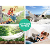 darrahopens Furniture > Outdoor Gardeon Hanging Tassel Hammock Swing Bed Cream