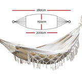 darrahopens Furniture > Outdoor Gardeon Hanging Tassel Hammock Swing Bed Cream