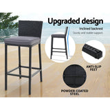 darrahopens Furniture > Outdoor Gardeon Outdoor Bar Set Table Chairs Stools Rattan Patio Furniture 4 Seaters