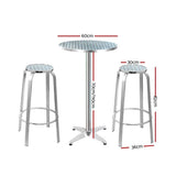 darrahopens Furniture > Outdoor Gardeon Outdoor Bistro Set Bar Table Stools Adjustable Aluminium Cafe 3PC Round