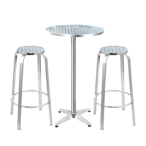 darrahopens Furniture > Outdoor Gardeon Outdoor Bistro Set Bar Table Stools Adjustable Aluminium Cafe 3PC Round