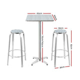 darrahopens Furniture > Outdoor Gardeon Outdoor Bistro Set Bar Table Stools Adjustable Aluminium Cafe 3PC Square