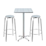 darrahopens Furniture > Outdoor Gardeon Outdoor Bistro Set Bar Table Stools Adjustable Aluminium Cafe 3PC Square