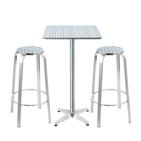 darrahopens Furniture > Outdoor Gardeon Outdoor Bistro Set Bar Table Stools Adjustable Aluminium Cafe 3PC Square