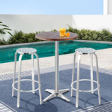 darrahopens Furniture > Outdoor Gardeon Outdoor Bistro Set Bar Table Stools Adjustable Aluminium Cafe 3PC Wood
