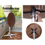 darrahopens Furniture > Outdoor Gardeon Outdoor Bistro Set Bar Table Stools Adjustable Aluminium Cafe 3PC Wood