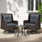 Darrahopens Furniture > Outdoor Gardeon Outdoor Chairs Patio Furniture Lounge Setting 3 Pcs Wicker Swivel Chair Table Bistro Set
