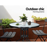darrahopens Furniture > Outdoor Gardeon Outdoor Dining Table Bar Setting Steel Glass 70CM