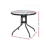darrahopens Furniture > Outdoor Gardeon Outdoor Dining Table Bar Setting Steel Glass 70CM