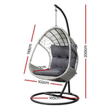 Darrahopens Furniture > Outdoor Gardeon Outdoor Egg Swing Chair with Stand Cushion Wicker Armrest Light Grey