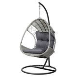 Darrahopens Furniture > Outdoor Gardeon Outdoor Egg Swing Chair with Stand Cushion Wicker Armrest Light Grey