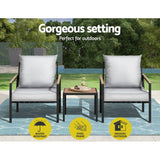 Darrahopens Furniture > Outdoor Gardeon Outdoor Furniture 3pcs Lounge Setting Bistro Set Chairs Table Patio