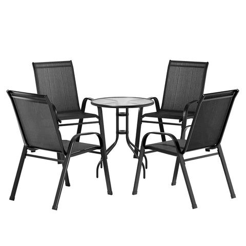 darrahopens Furniture > Outdoor Gardeon Outdoor Furniture 5PC Table and chairs Stackable Bistro Set Patio Coffee