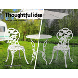 darrahopens Furniture > Outdoor Gardeon Outdoor Furniture Chairs Table 3pc Aluminium Bistro White