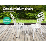 darrahopens Furniture > Outdoor Gardeon Outdoor Furniture Chairs Table 3pc Aluminium Bistro White