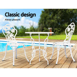 darrahopens Furniture > Outdoor Gardeon Outdoor Furniture Chairs Table 3pc Aluminium Bistro White
