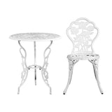 darrahopens Furniture > Outdoor Gardeon Outdoor Furniture Chairs Table 3pc Aluminium Bistro White