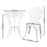 darrahopens Furniture > Outdoor Gardeon Outdoor Furniture Chairs Table 3pc Aluminium Bistro White