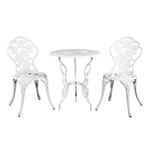 darrahopens Furniture > Outdoor Gardeon Outdoor Furniture Chairs Table 3pc Aluminium Bistro White
