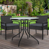 darrahopens Furniture > Outdoor Gardeon Outdoor Furniture Dining Chairs Wicker Garden Patio Cushion Black 3PCS Sofa Set Tea Coffee Cafe Bar Set